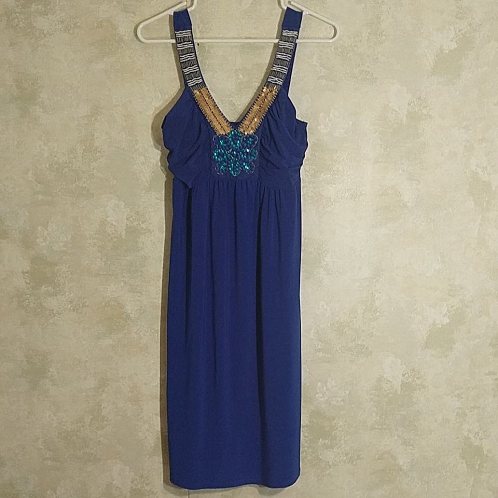 Cato Blue Jewel & Sequin Embellished Dress